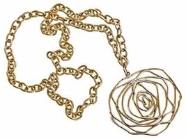 Vintage Necklace Stylized Golden Rose Pendant  Womens Statement1960s - $821.20 MXN