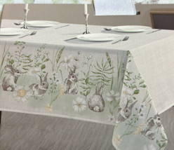 House &amp; Garden Easter Bunny Floral Tablecloth 60”x 102”  Print - £31.94 GBP