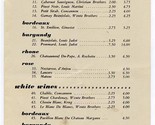 2nd Storey Menu and Wine List Marina Del Rey California 1972  - $17.82