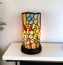 10&quot; Red and Beige Dragonfly Stained Glass Accent Lamp - $170.06