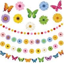 4Pcs Spring Banner Decorations Spring Flowers Butterfly Garland Kits Sun Flowers - £19.17 GBP