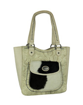 Montana West Trinity Ranch Hair-On Leather Trim Tooled Concealed Carry Tote Bag - £33.90 GBP