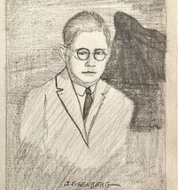 Jerome Eisenberg Self Portrait 1925 Original Art Sketch Pencil 1/1 Signed DWN8C - £236.29 GBP