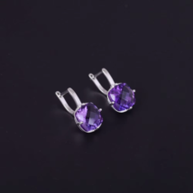 2Ct Cushion Cut Lab-Created Amethyst Drop Dangle Earring 14K White Gold Plated - £171.29 GBP