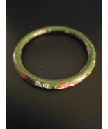 Medium Vtg Natural Stone Inlay Cloisonné Slip On Bangle Bracelet 3&quot; across - $48.30 CAD