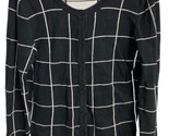 Merona Cardigan Sweater  Womens Size L Long sleeve Black White Squared C... - £15.34 GBP
