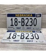 2020 Nebraska License Plate Pair # 18-B230 Blue White 1867 2017  Bicente... - $187.97 MXN