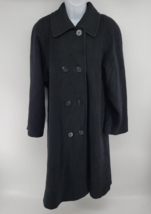 Regency Cashmere Womens Overcoat Long Coat Size 6 Black Button Down - £77.83 GBP
