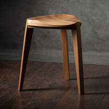 Elm wood three-legged stool - Carved seat - Handmade - Natural finish - 18&quot; heig - £302.95 GBP