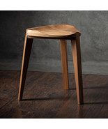 Elm wood three-legged stool - Carved seat - Handmade - Natural finish - ... - $514.81 CAD