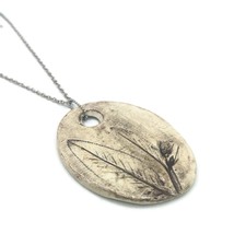 Statement Leaf Pendant Necklace For Women Artisan Beige Sage Cottagecore Jewelry - £55.74 GBP