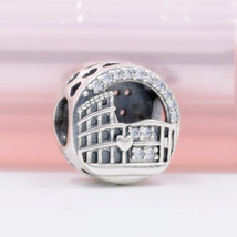 925 Sterling Silver Rome Colosseum Openwork Charm Fits Moments Bracelet DIY - $18.20