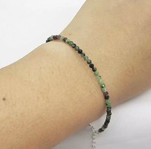 Natural 4.20ctw Multi-Color Zoisite 925 Sterling Silver Beads Bracelet - £34.84 GBP