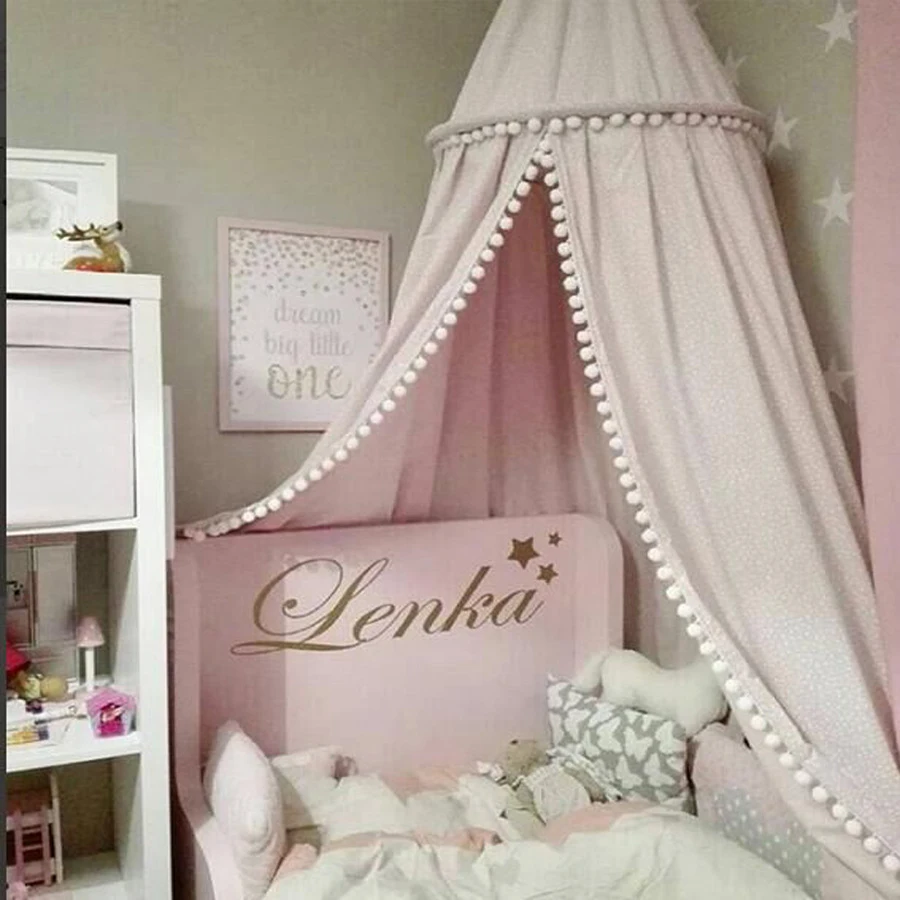 Cotton Baby Room Decoration Balls Mosquito Net Kids Bed Curtain Canopy R... - $116.77