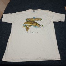 Vintage 90s Walleye Sport Fishing Shirt Adult XXL 2XL White Angler Single Stitch - £21.83 GBP