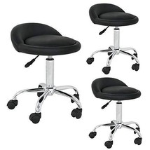 Set Of 3 Rolling Swivel Salon Stool Adjustable Hydraulic Chair Tattoo Massage - £124.73 GBP