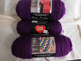 Red Heart Super Saver Dark Orchid lot of 3 No Dye Lot 7 Oz - £10.37 GBP