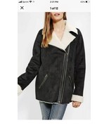 STARING AT STARS Sherpa Lined Faux Suede Moto Jacket SIze Small - €13,52 EUR