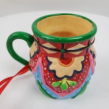 Vintage Folk ART Christmas Ornament Ceramic Pitcher Jug 2.5 Inch - $9.32