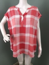 NWT Khakis &amp; Co Women&#39;s Relaxed Fit Cap Sleeve Checked Blouse Top Sz XL - £12.44 GBP