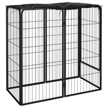 Dog Playpen 6 Panels Black 50x100 cm Powder-coated Steel - £54.07 GBP