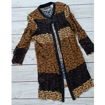 Vintage Animal Print Leopard Striped Button Top Open Cardigan Layering Jacket - £18.77 GBP