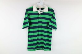 Vintage 70s Rockabilly Mens Medium Striped Color Block Collared Polo Shirt USA - £47.44 GBP