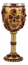 Golden Steampunk Mechanical Gearwork Skull Face Wine Goblet Drink Chalice Cup - £19.29 GBP