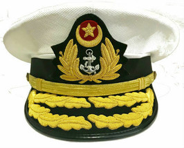 PAKISTAN NAVY ADMIRAL OFFICIAL WHITE HAT MOST SIZES - CP MADE QUALITY - $125.00