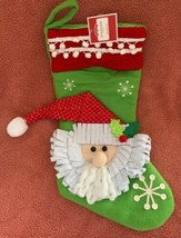 New ! 19 &quot; Long  Holiday Time Christmas Stocking  3-D Santa Clause &amp; Snowflakes - £11.56 GBP