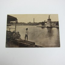 Postcard Cincinnati Ohio Chester Park Lake Miniature Train Photo Antique Litho - £7.98 GBP