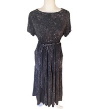 Torrid Size 0 Super Soft Dress Charcoal Gray Acid Wash Belted Tiered Midi Dress - £29.46 GBP