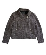 Ann Taylor Blazer Black Red Texture Asymmetrical Zip Classic Moto XLT Tall - $42.11 CAD