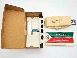 Vintage Singer Buttonholer Attachment 489500 489510 Templates Original Box EUC - $28.00