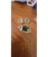 Vintage Whiting &amp; Davis Set Brooch Clip On Earrings Blue Yellow Ombré Glass - $324.30 CAD