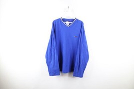 Vtg 90s Tommy Hilfiger Mens XL Faded Flag Logo Long Sleeve T-Shirt Blue Cotton - £31.61 GBP