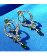 Earth mined Diamond Peridot Deco Earrings Fine Vintage Gatsby Style Dang... - $45,430.88 MXN