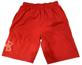 Under Armour Shorts Mens Large Red Loose HeatGear Gym Running Sports Log... - $14.73