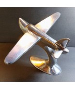 Vintage Art Deco Polished Aluminium Plane Sculpture Heavy Desk Display - €107,49 EUR