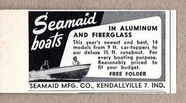 1959 Print Ad Seamaid Aluminum &amp; Fiberglass Boats Kendallville,IN - $8.38