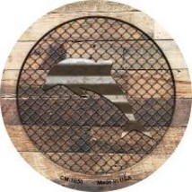 Corrugated Dolphin on Wood Novelty Metal Mini Circle Magnet CM-1050 - £10.23 GBP