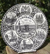 Vtg Wood &amp; Sons London England Tour Destinations 9 3/4&quot; Plate Platter Pottery  - £27.32 GBP