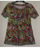 EXCELLENT koi by Kathy Peterson BRIGHT BUTTERFLY FLORAL PRINT SCRUBS TOP... - $34.34 CAD