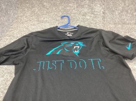 Carolina Panthers Shirt Mens Medium Nike Dri-fit Just Do it Black T-shirt swoosh - £9.61 GBP