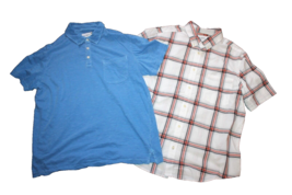 Goodfellow &amp; Co Mens XL Shirt Lot of 2 Short Sleeve Blue &amp; Plaid Collared - $18.00