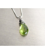 Peridot Necklace - Sterling silver, natural gemstone August Birthstone gift - $30.00