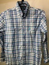 Johnnie-O Hangin Out Mens Size M White Blue Long Sleeve Button Down Shirt - $19.33