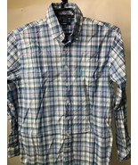 Johnnie-O Hangin Out Mens Size M White Blue Long Sleeve Button Down Shirt - £15.31 GBP