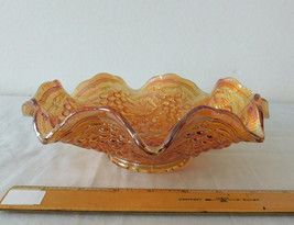 Vintage Imperial Glass Grape Pattern Iridescent Carnival Ruffled Bowl 8 ... - £15.96 GBP