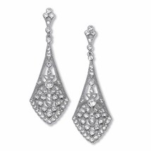 PalmBeach Jewelry Silvertone Antiqued Round Crystal Drop Earrings, 50x15mm - £22.03 GBP